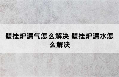 壁挂炉漏气怎么解决 壁挂炉漏水怎么解决